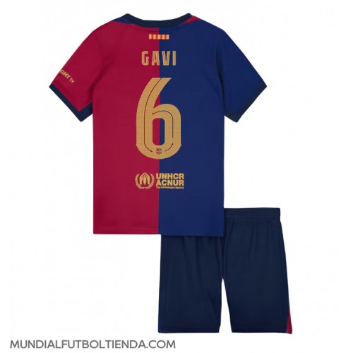 Camiseta Barcelona Paez Gavi #6 Primera Equipación Replica 2024-25 para niños mangas cortas (+ Pantalones cortos)